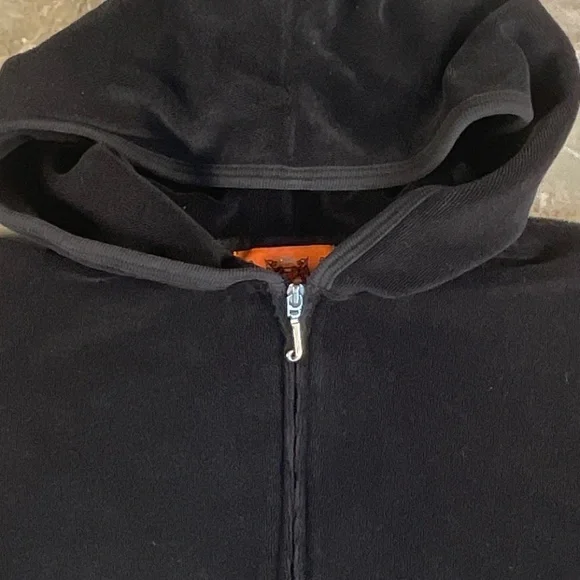 Juicy Couture Black Terry Zipped Hoodie with Pockets Size Small - Picture 4 of 10